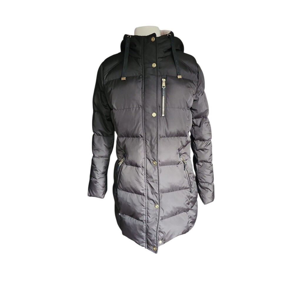 Lauren Ralph Lauren Hooded Quilted Down Coat Womens S Black Mid Length Outdoors